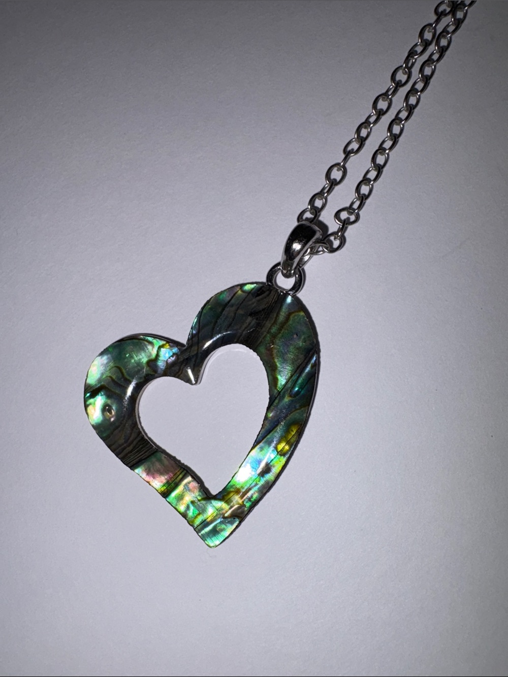 Abalone Heart Cutout Pendant Necklace - Iridescent Green